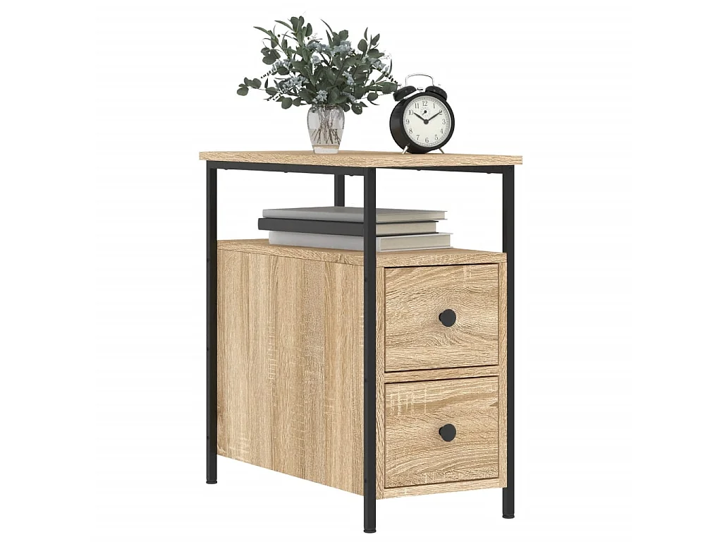 Table de chevet chêne sonoma 30x60x60 cm bois d'ingénierie QPD10317