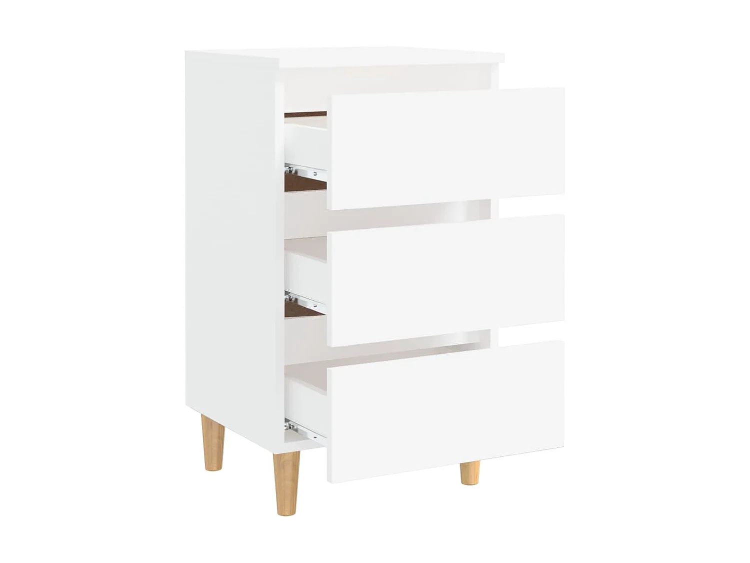 Table de chevet avec pieds en bois solide Blanc 40x35x69 cm KEFWE63892