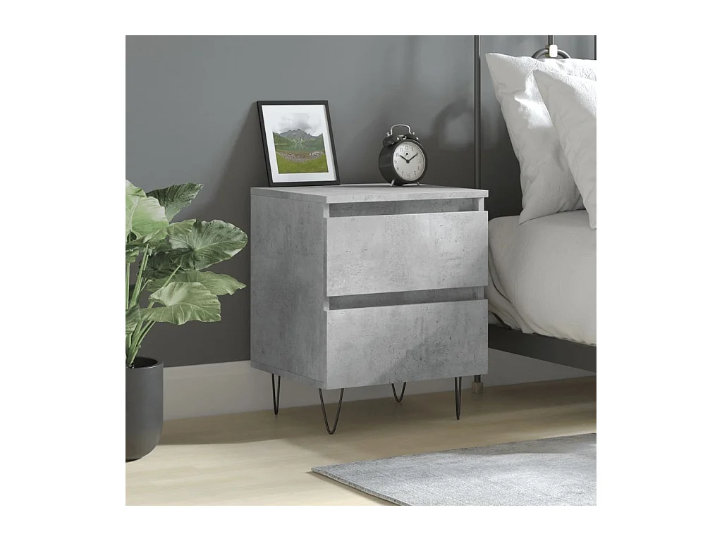 Table de chevet gris béton 40x35x50 cm bois d'ingénierie QPD69504