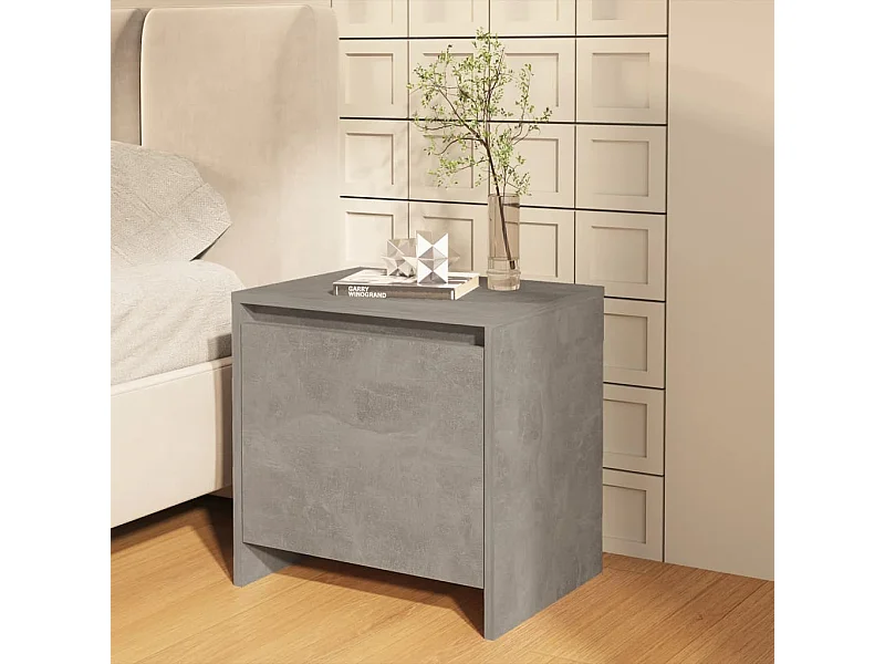Mesita de noche madera ingeniería gris hormigón 45x34x44,5 cm ES98740