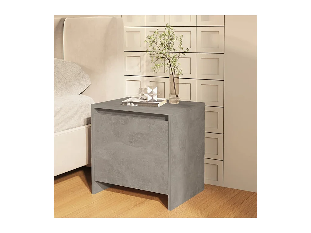 Table de chevet gris béton 45x34x44,5 cm bois d'ingénierie KEFWE85719