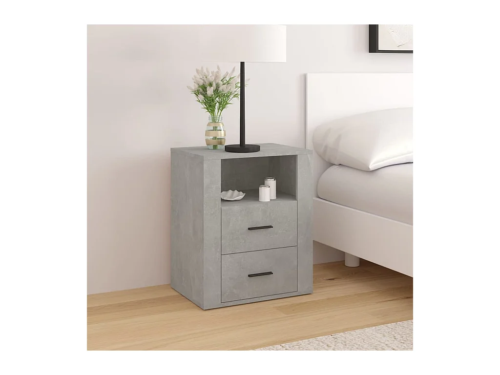 Table de chevet Gris béton 50x36x60 cm Bois d'ingénierie KEFWE44194