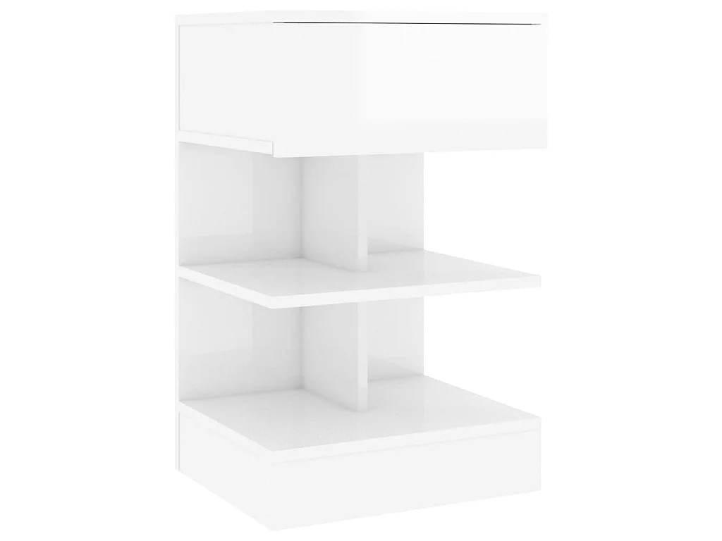 Mesa de cabeceira 40x35x65 cm contraplacado branco brilhante PT82759