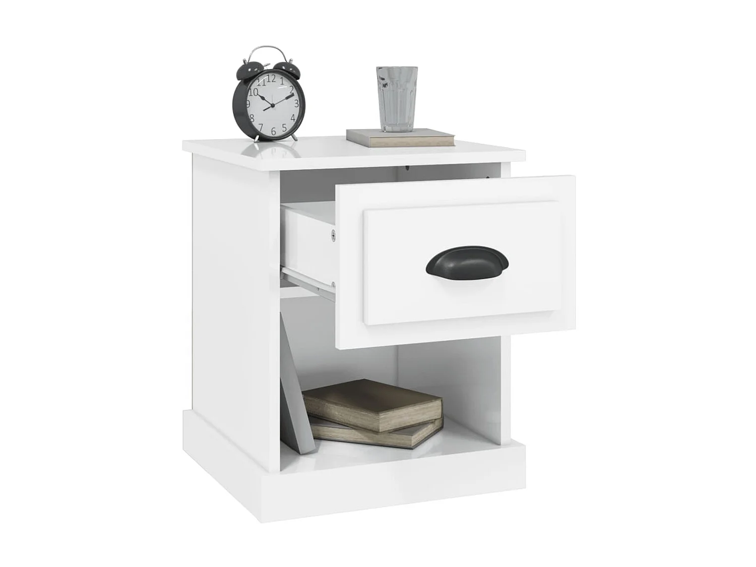 Mesa cabeceira 39x39x47,5cm derivados madeira branco brilhante PT30041