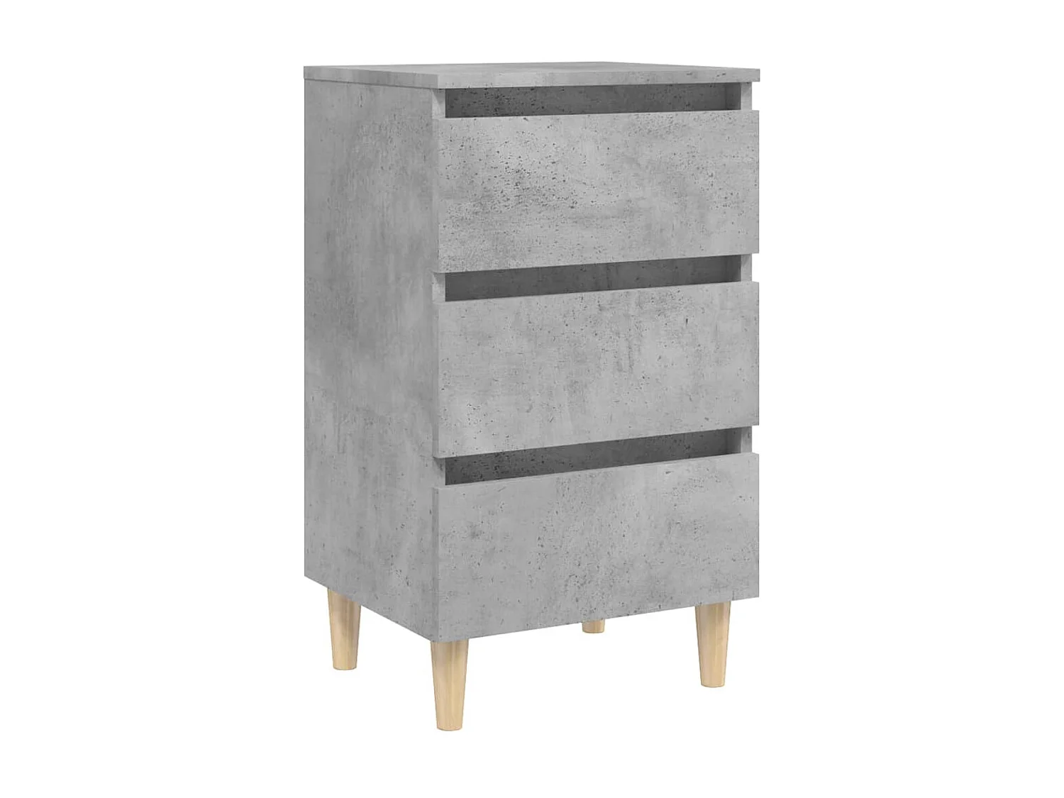 Table de chevet avec pieds en bois solide Gris béton 40x35x69cm KEFWE14761