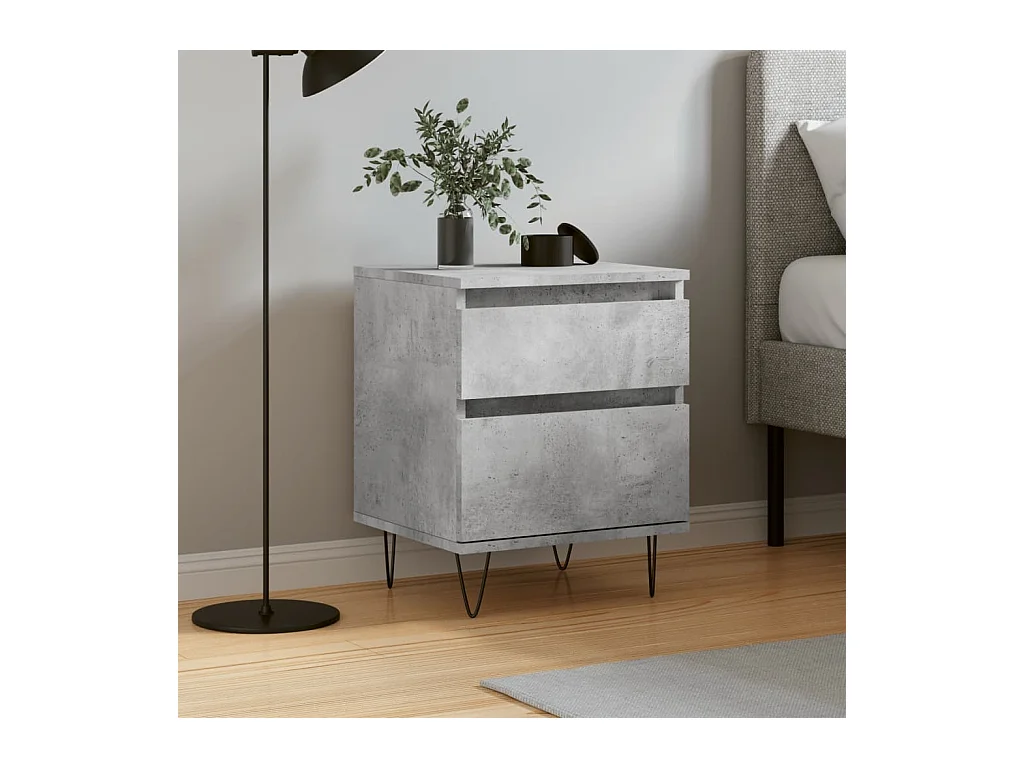 Table de chevet gris béton 40x35x50 cm bois d'ingénierie QPD16880