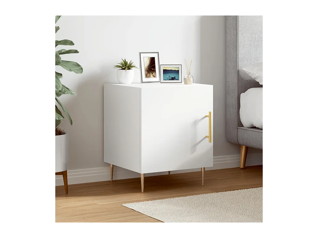 Table de chevet blanc 40x40x50 cm bois d'ingénierie QPD60759