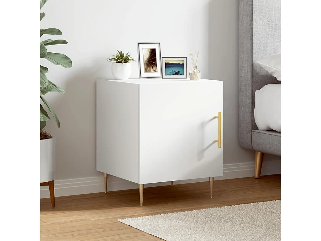 Table de chevet blanc 40x40x50 cm bois d'ingénierie QPD60759