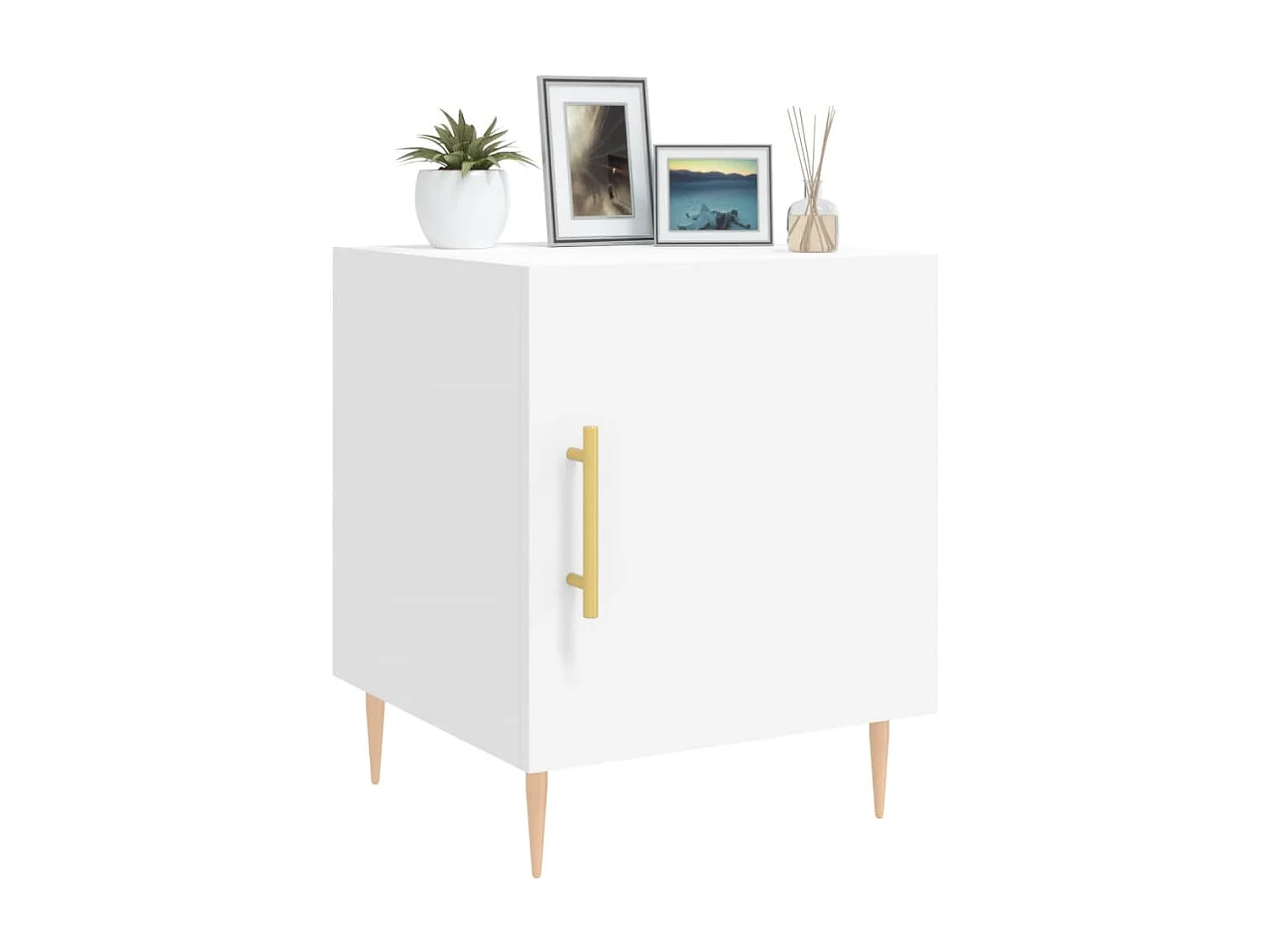 Table de chevet blanc 40x40x50 cm bois d'ingénierie QPD60759