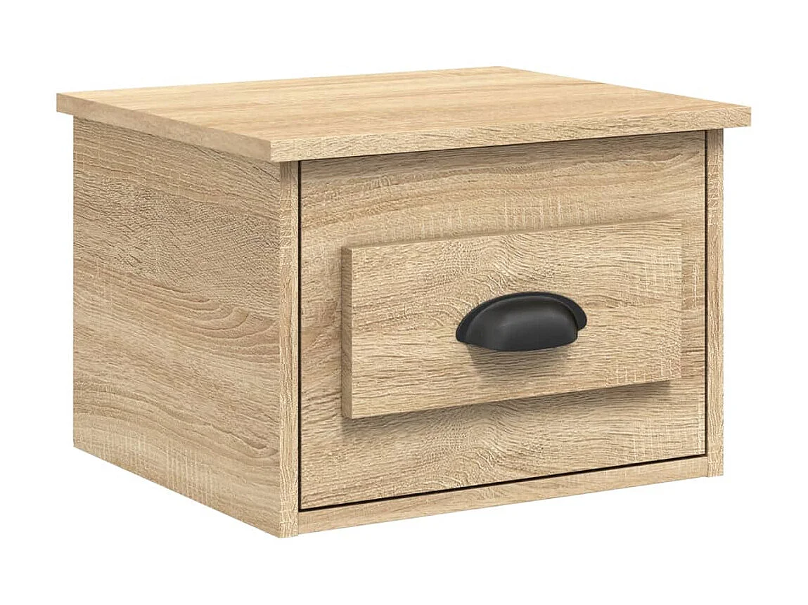 Mesita de noche de pared color roble Sonoma 41,5x36x28 cm ES27237