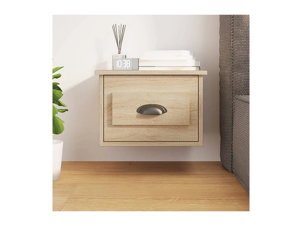 Table de chevet murale chêne sonoma 41,5x36x28 cm KEFWE14008