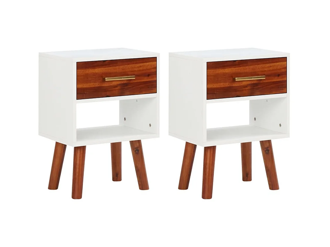 Lot de 2 Tables de chevet Bois d'acacia massif 40x30x57 cm KEFWE72653