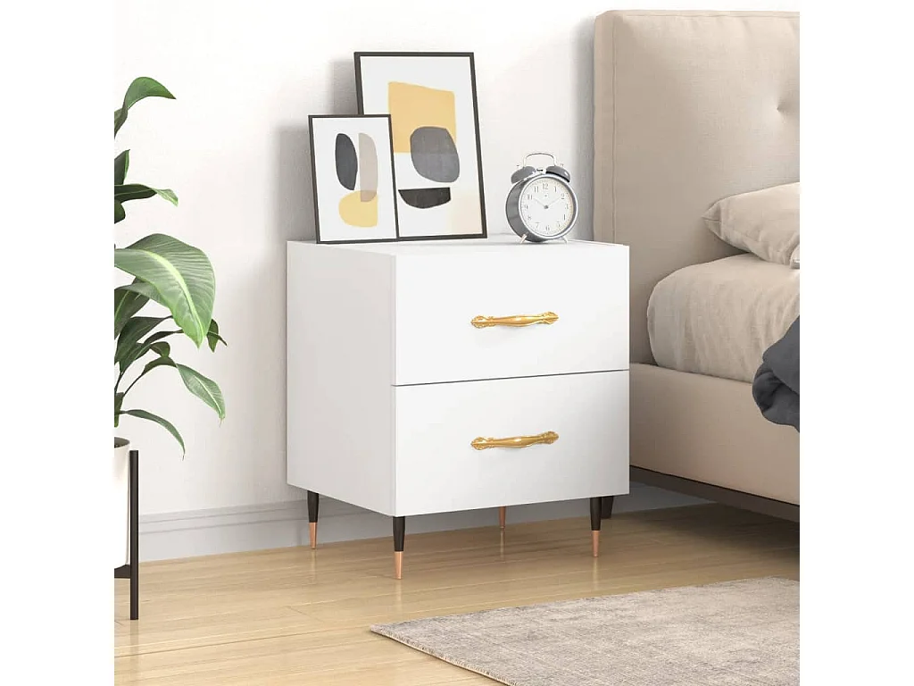 Table de chevet blanc 40x35x47,5 cm bois d'ingénierie QPD84239