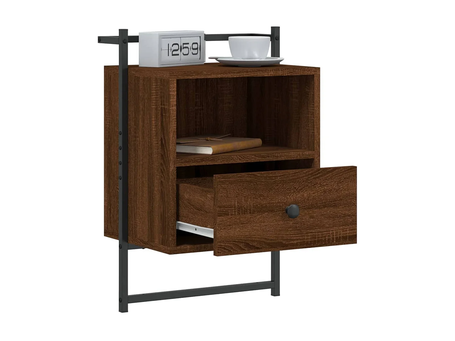 lot de 2 Tables de chevet murales chêne brun 40x30x61 cm QPD44117