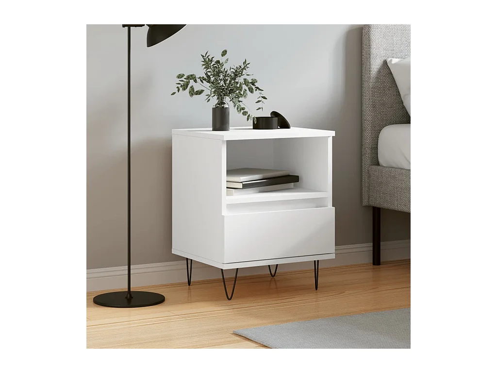 Table de chevet Blanc 40x35x50 cm Bois d'ingénierie QPD21821