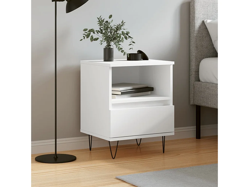 Table de chevet Blanc 40x35x50 cm Bois d'ingénierie QPD21821