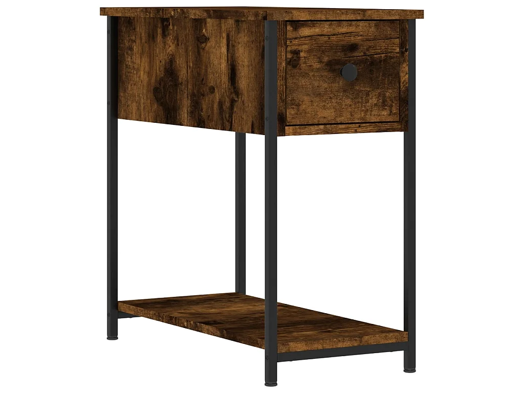 Mesita de noche madera de ingeniería roble ahumado 30x60x60 cm ES83083