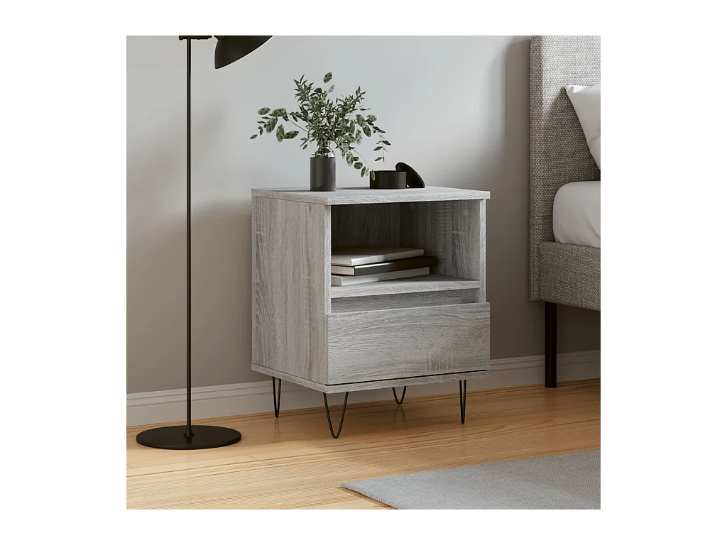 Table de chevet sonoma gris 40x35x50 cm bois d'ingénierie QPD83336