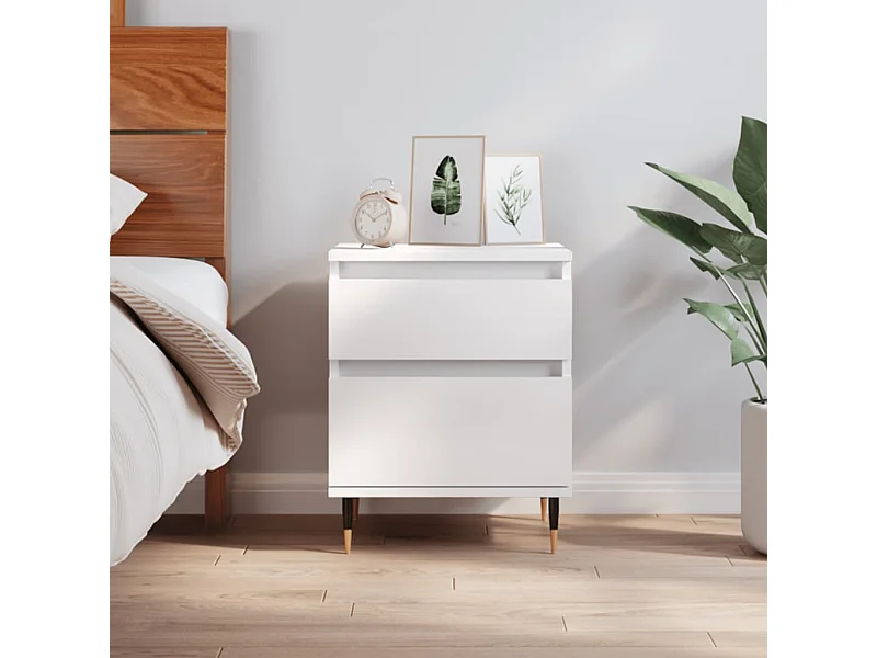 Mesita de noche madera contrachapada blanco 40x35x50 cm ES78545