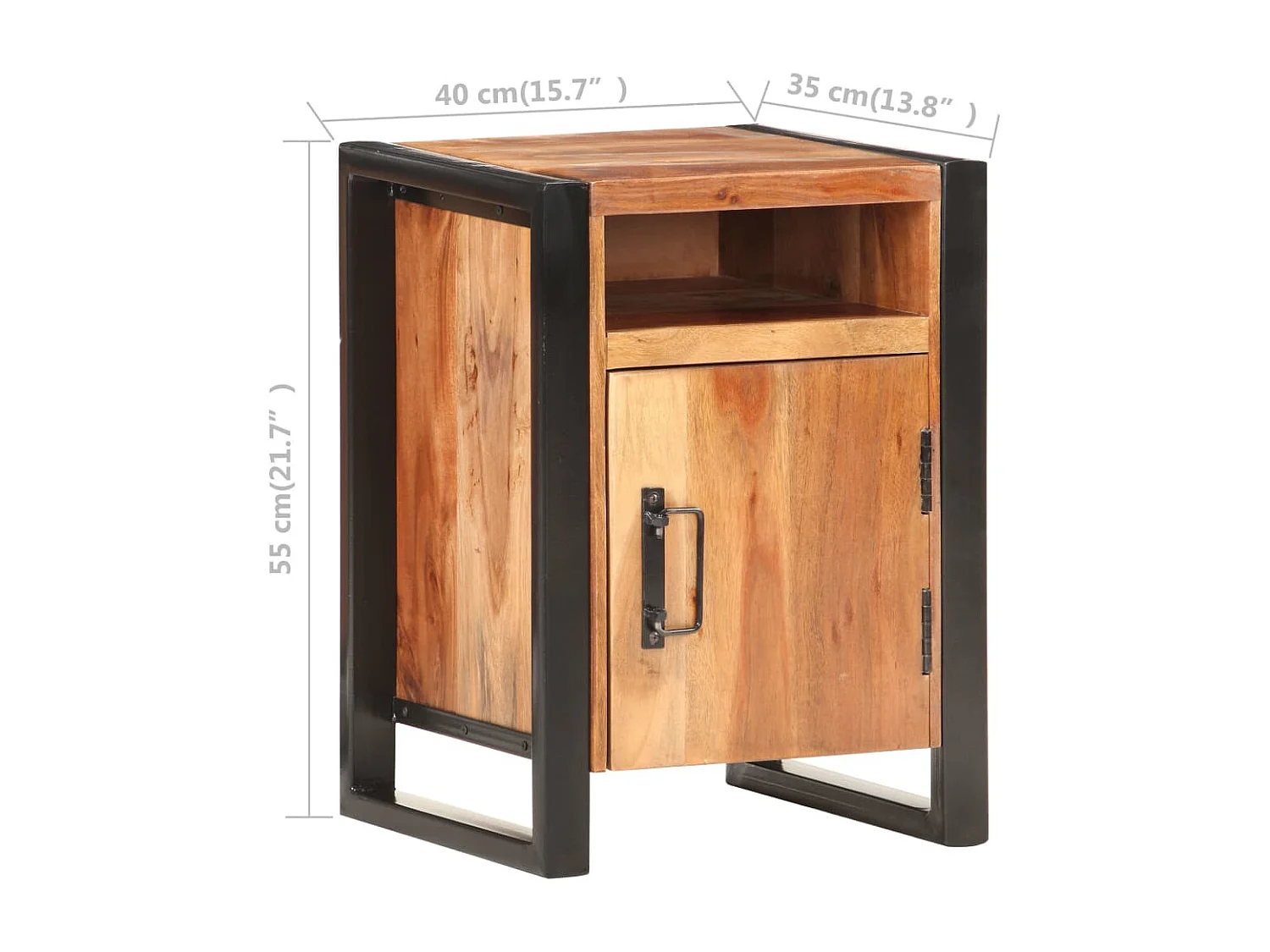 Nachtkast 40x35x55 cm massief acaciahout met sheesham afwerking NL90909