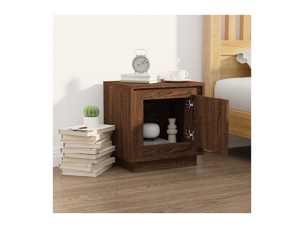 Table de chevet chêne marron 44x35x45 cm bois d'ingénierie KEFWE14764