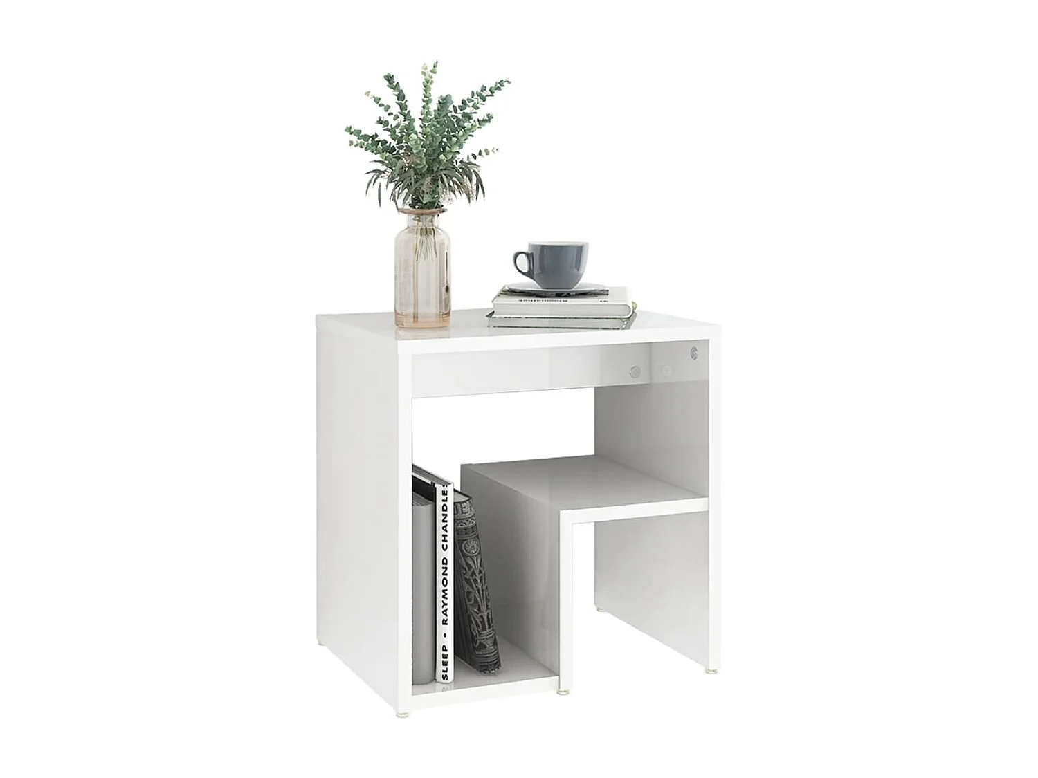 Nachtkastje 40x30x40 cm bewerkt hout hoogglans wit NL17493