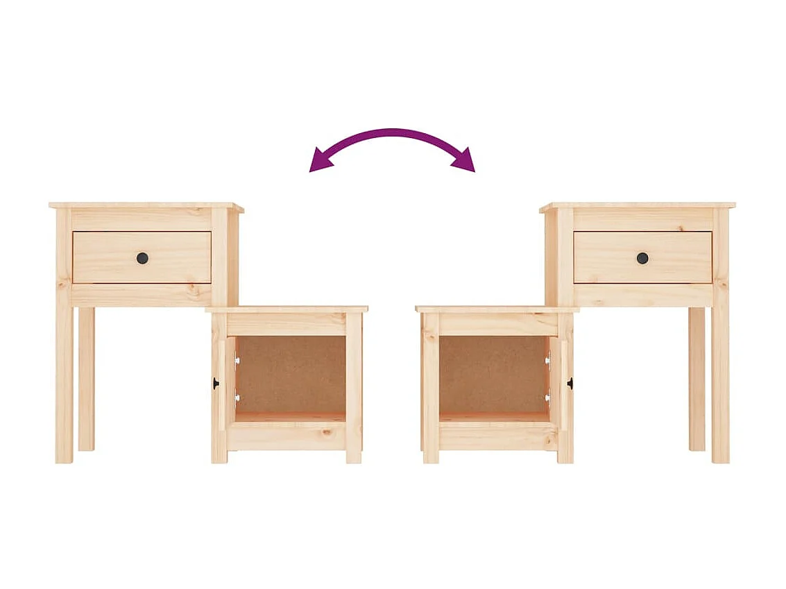 Table de chevet 79,5x38x65,5 cm Bois de pin massif KEFWE50718