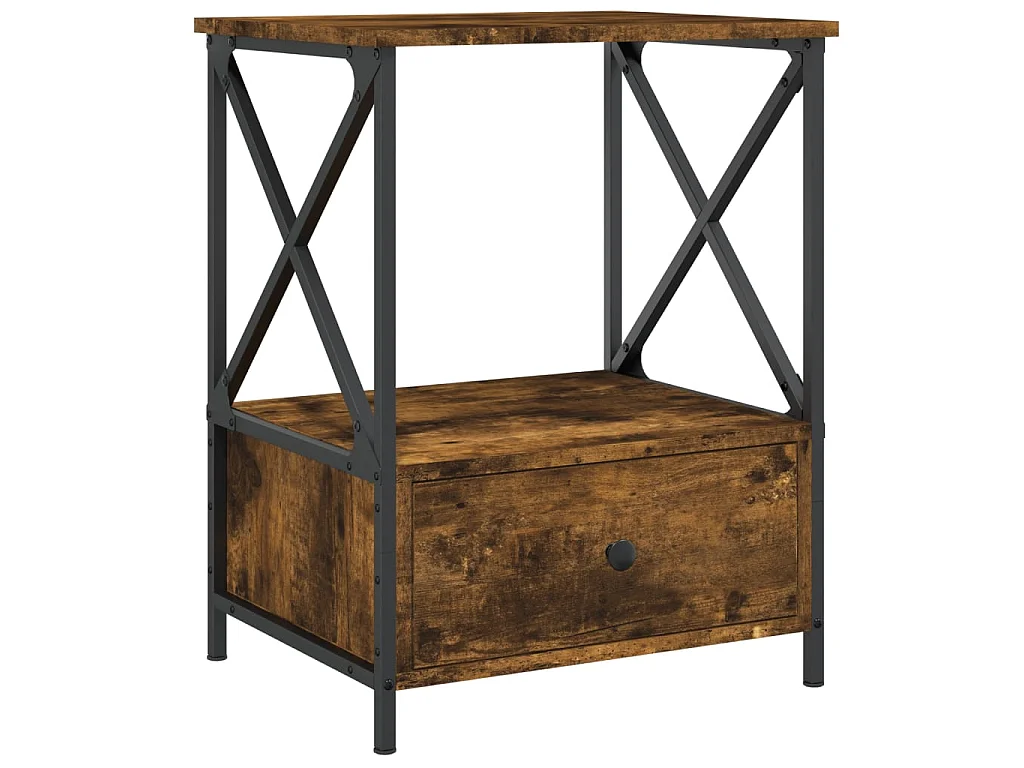 Mesita de noche madera de ingeniería roble ahumado 50x41x65 cm ES54301