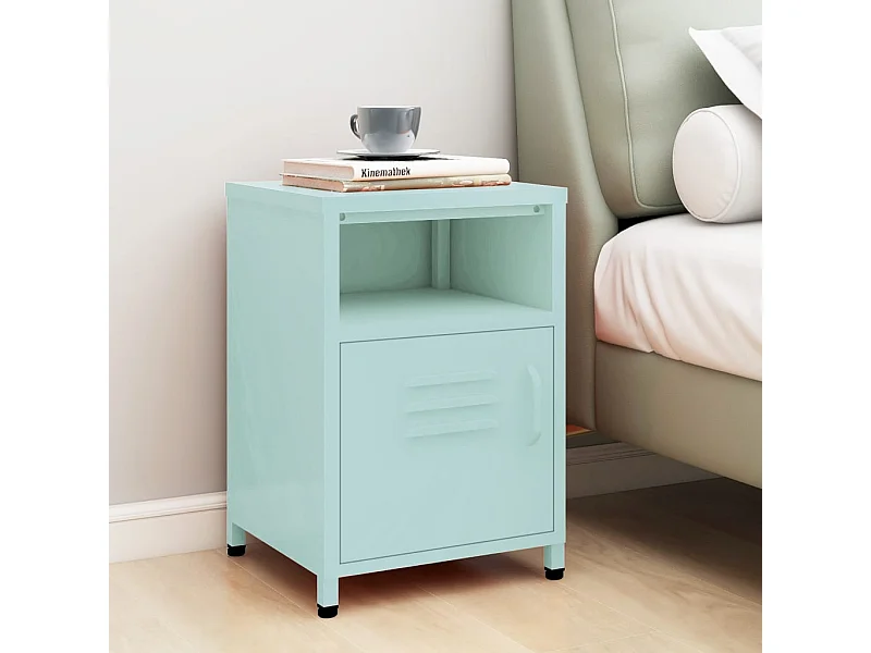 Mesa de cabeceira 35x35x51 cm aço verde-hortelã PT883222