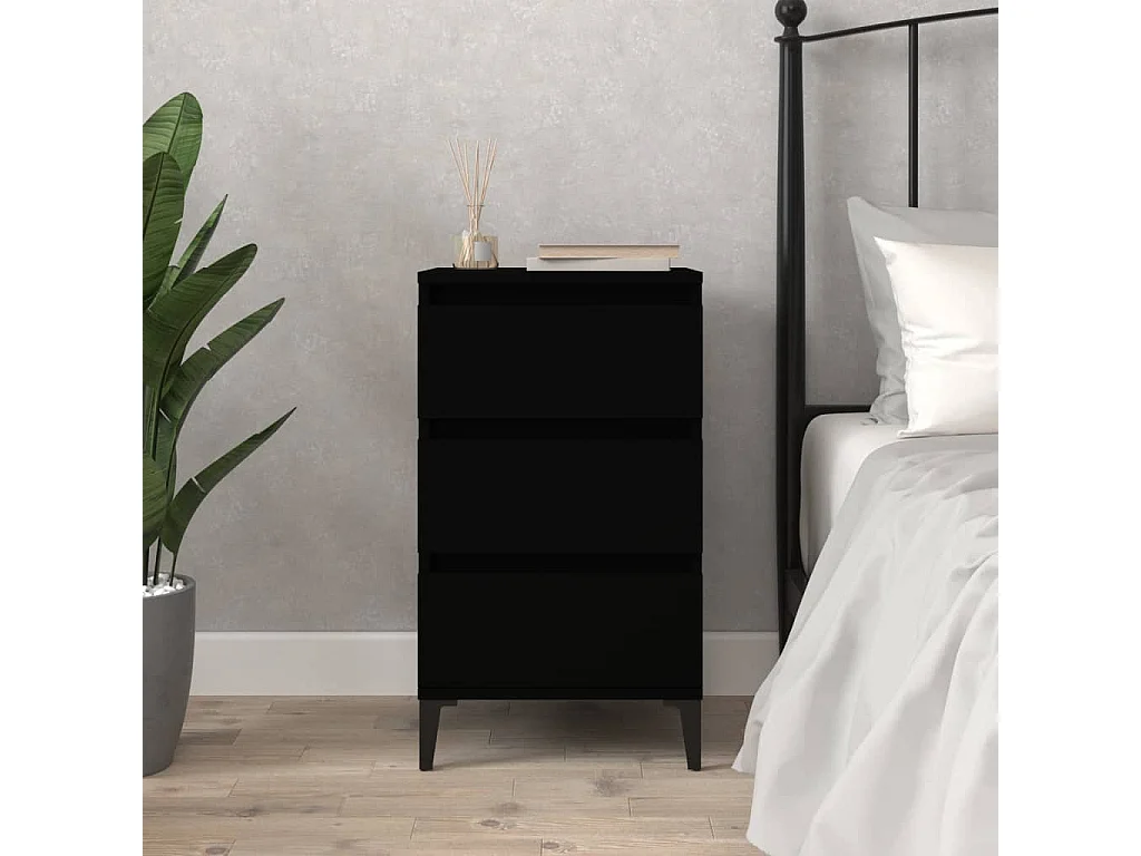 Table de chevet noir 40x35x70 cm bois d'ingénierie KEFWE63115