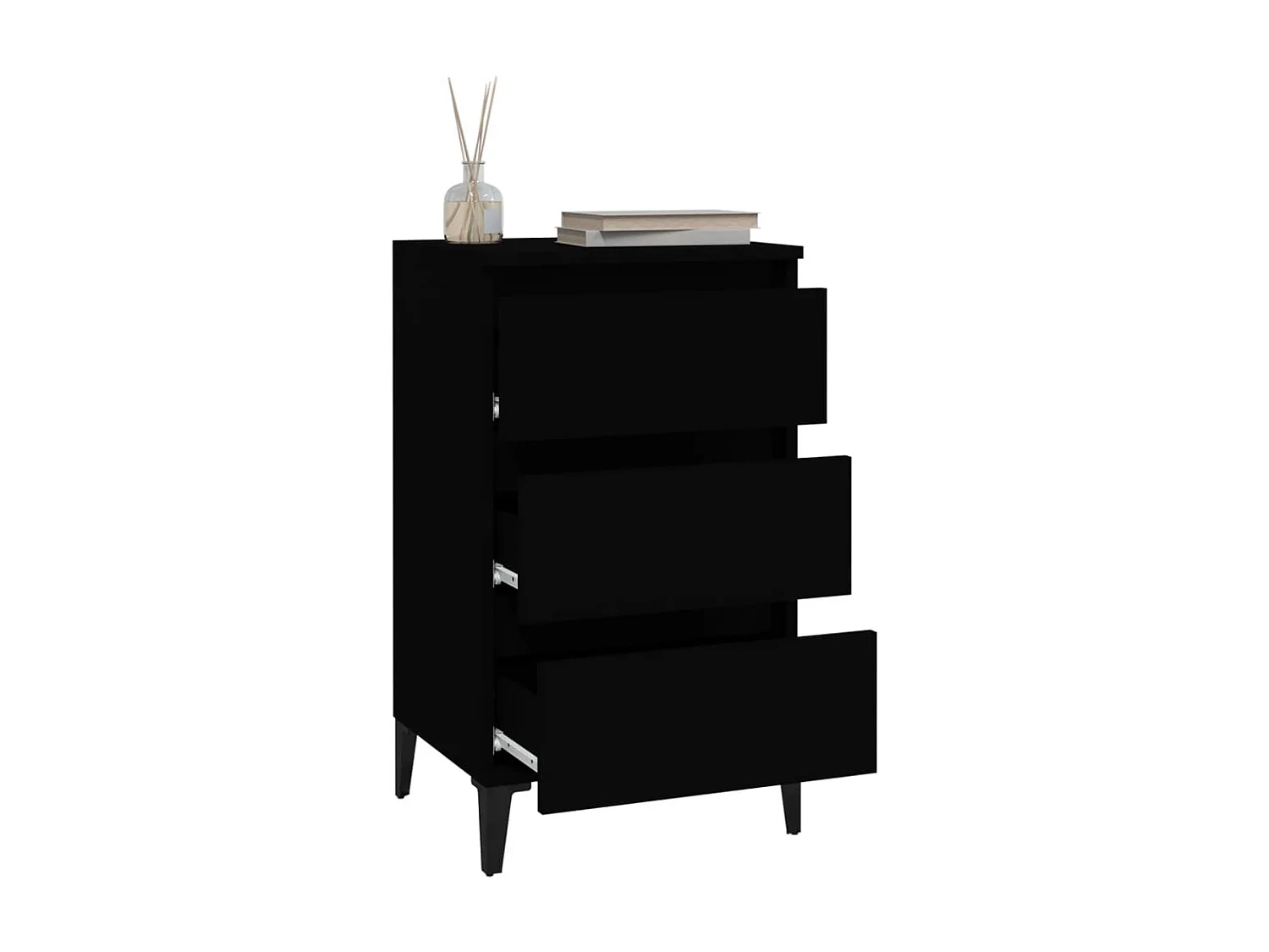 Table de chevet noir 40x35x70 cm bois d'ingénierie KEFWE63115