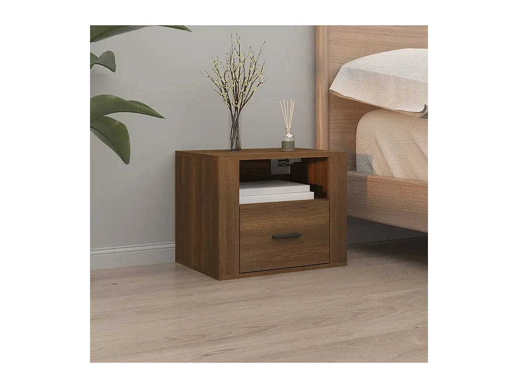 Table de chevet murale Chêne marron 50x36x40 cm KEFWE54122