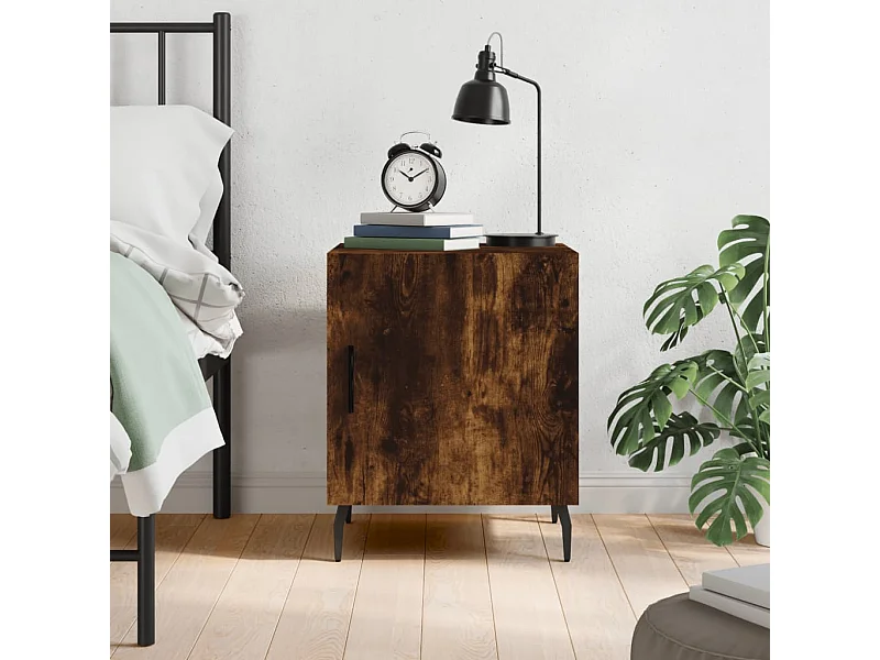 Table de chevet chêne fumé 40x40x50 cm bois d'ingénierie QPD34553