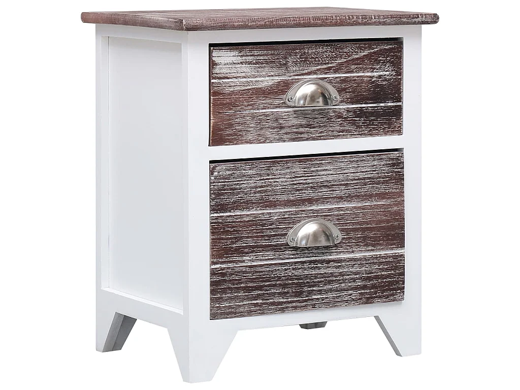 Mesa de cabeceira 38x28x45 cm madeira paulownia castanho/branco PT86246