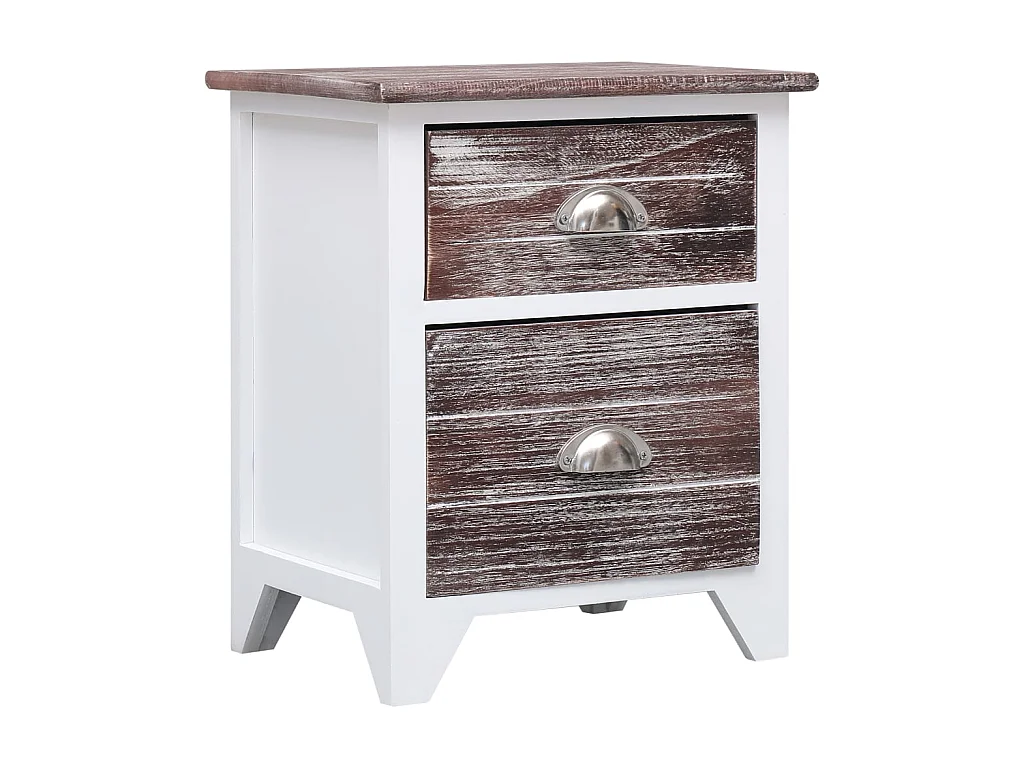 Table de chevet Marron et blanc 38x28x45 cm Bois de Paulownia KEFWE26860