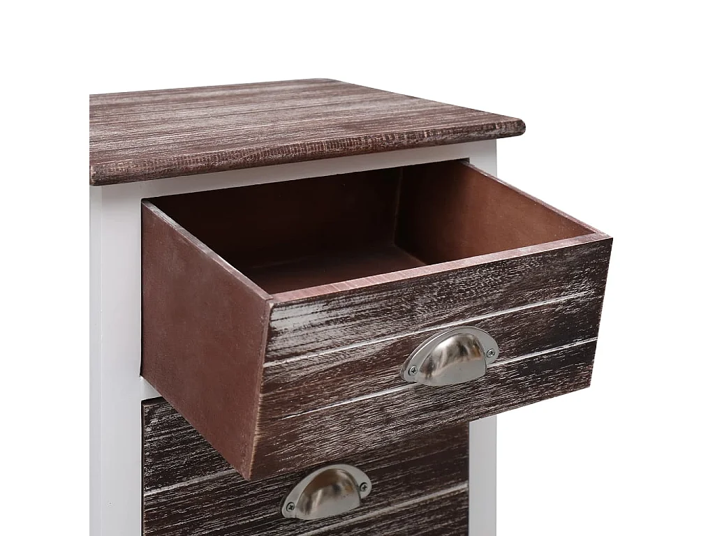 Table de chevet Marron et blanc 38x28x45 cm Bois de Paulownia KEFWE26860