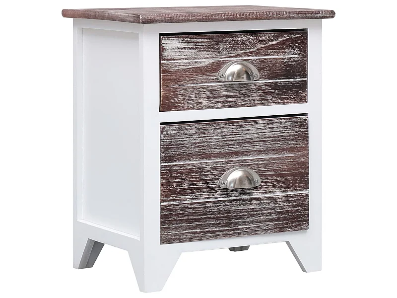 Table de chevet Marron et blanc 38x28x45 cm Bois de Paulownia KEFWE26860