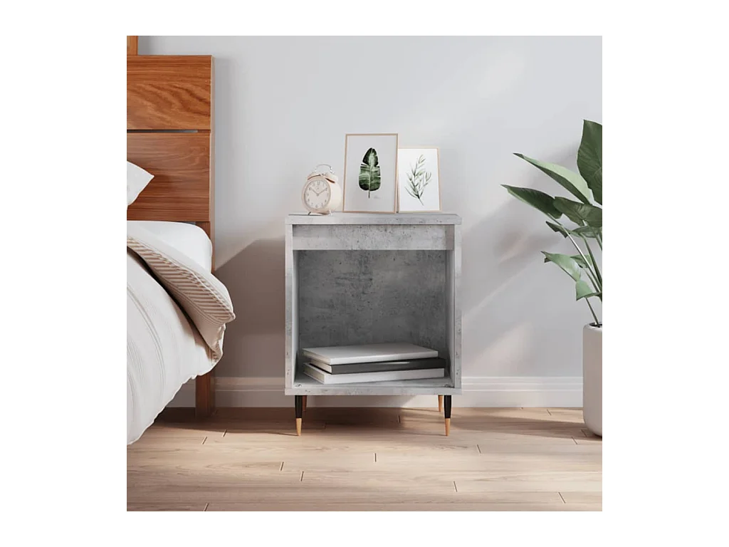 Table de chevet gris béton 40x35x50 cm bois d'ingénierie QPD53066