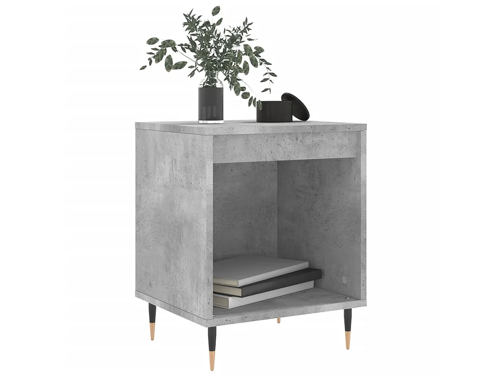 Table de chevet gris béton 40x35x50 cm bois d'ingénierie QPD53066