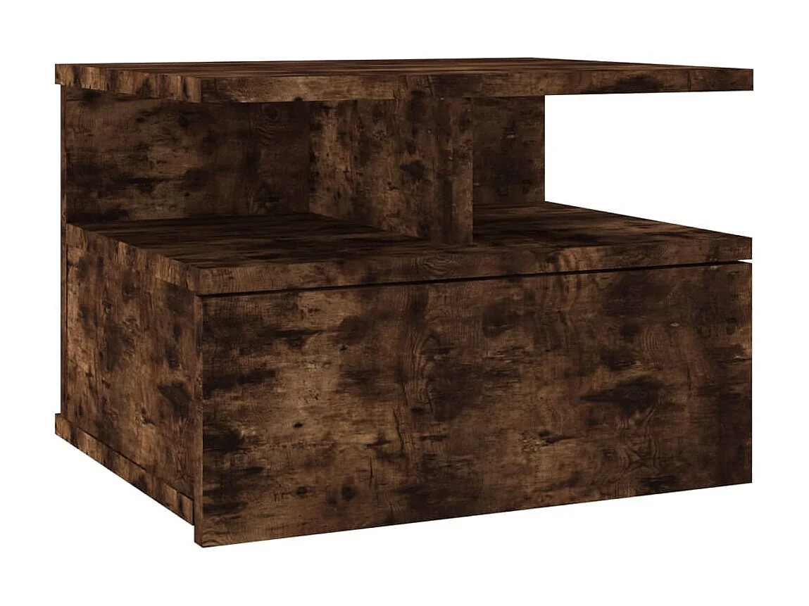 Mesita de noche flotante madera roble ahumado 40x31x27 cm ES99057
