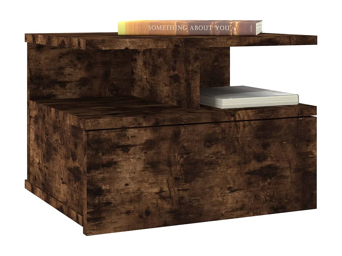 Table de chevet flottante Chêne fumé 40x31x27 cm KEFWE83697