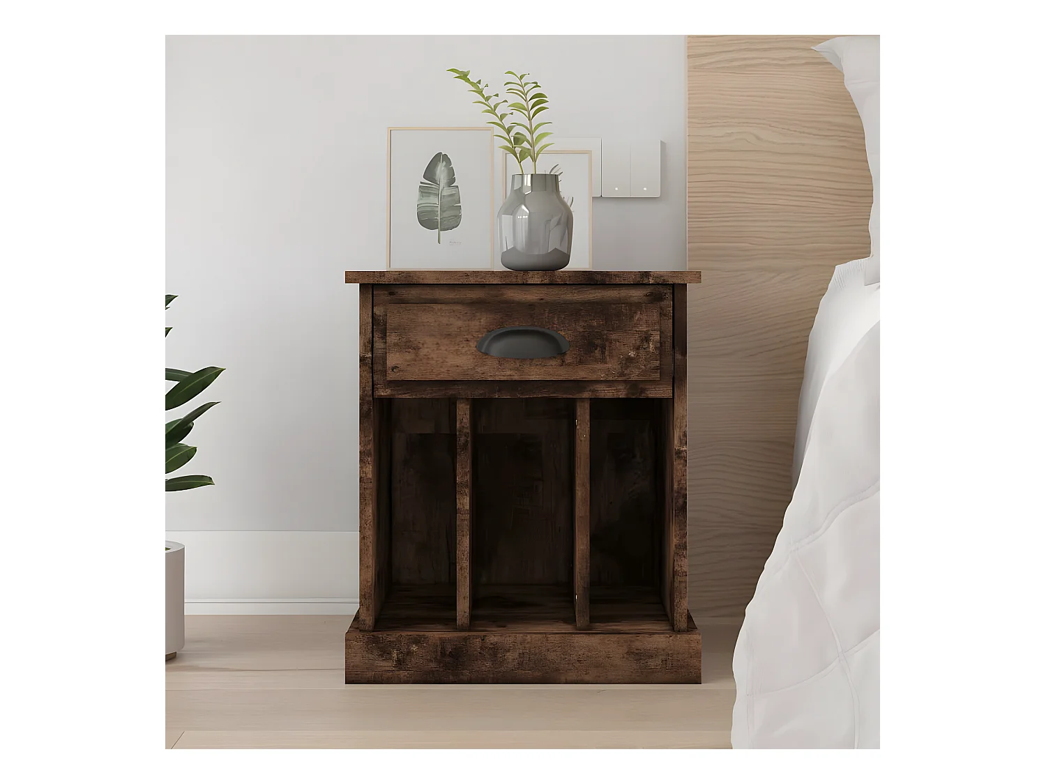 Table de chevet chêne fumé 43x36x50 cm KEFWE50764