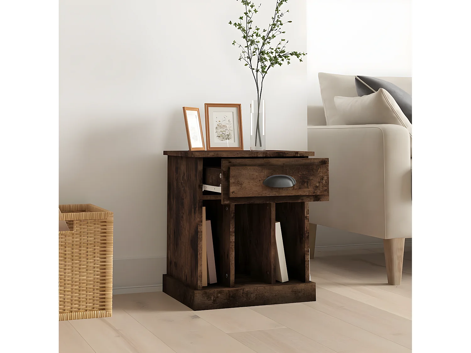 Mesa de cabeceira 43x36x50 cm cor carvalho fumado PT76632