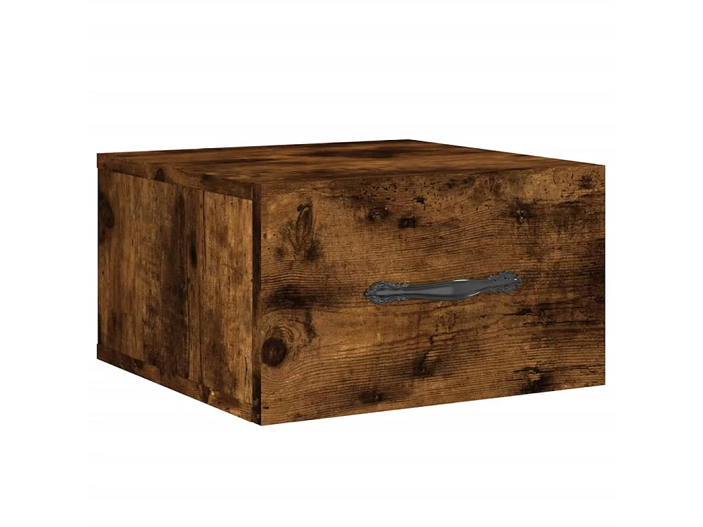 Table de chevet murale chêne fumé 35x35x20 cm QPD82626