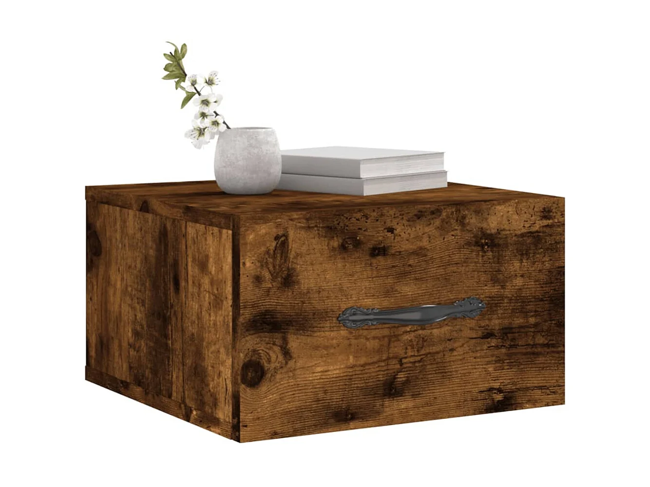 Table de chevet murale chêne fumé 35x35x20 cm QPD82626