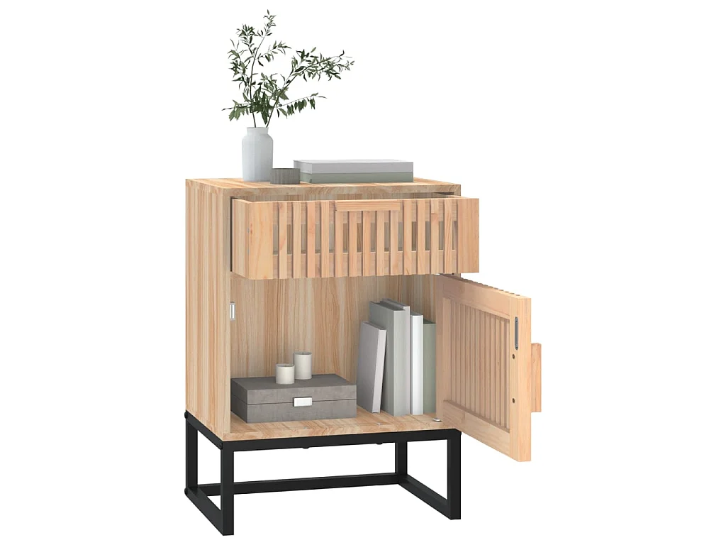 Mesita de noche hierro y madera contrachapada 40x30x55,5 cm ES28171