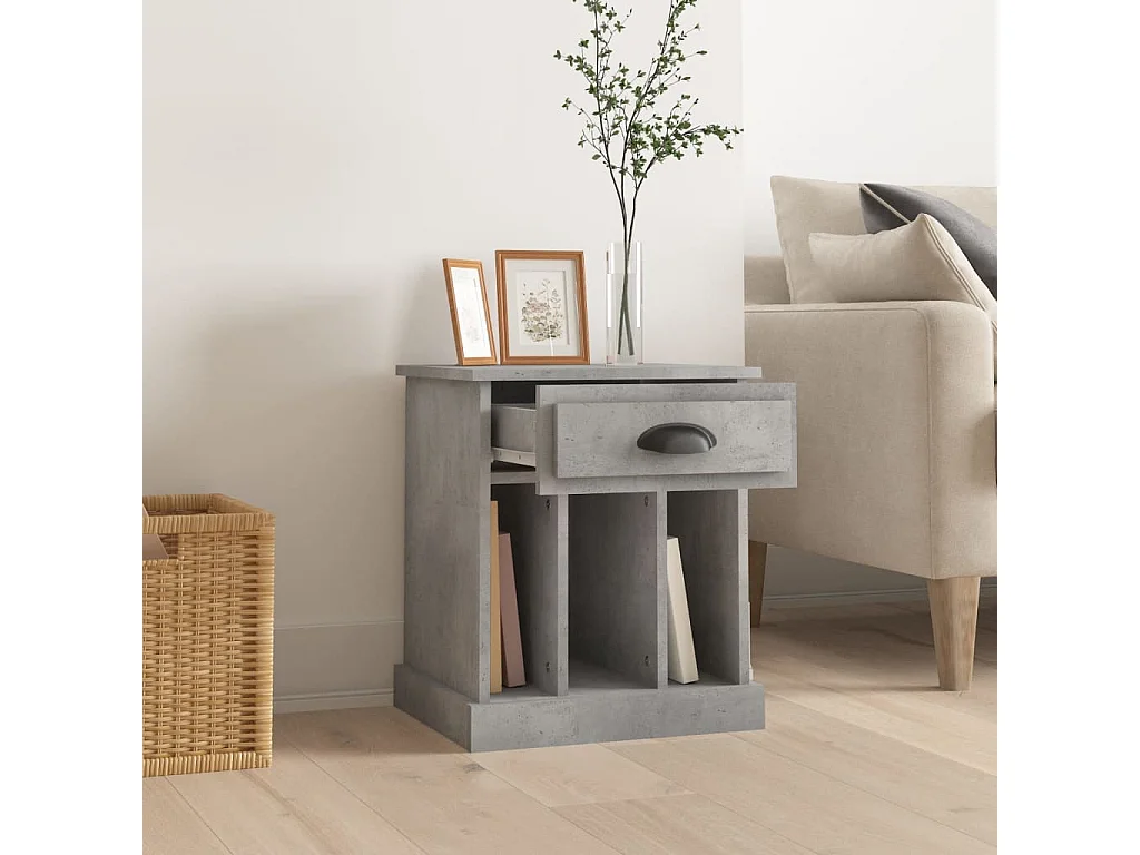 Mesa de cabeceira 43x36x50 cm cinzento cimento PT70357