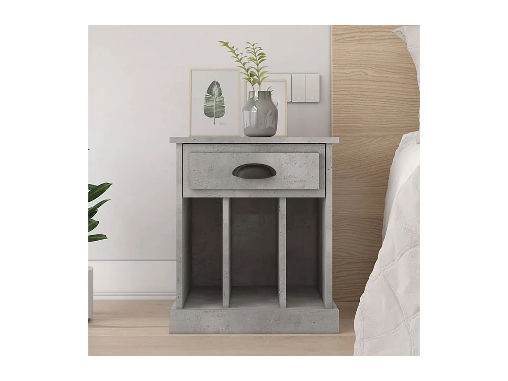 Table de chevet gris béton 43x36x50 cm KEFWE34026