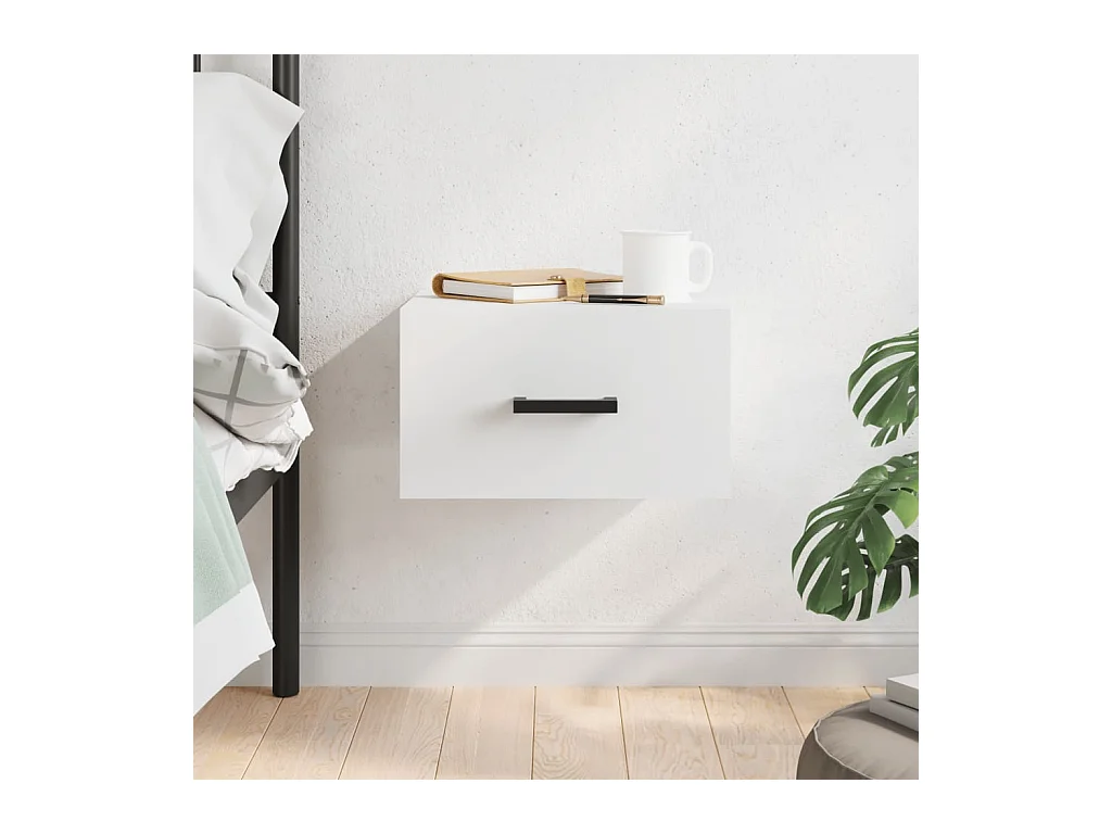 Table de chevet murale blanc 35x35x20 cm QPD75558