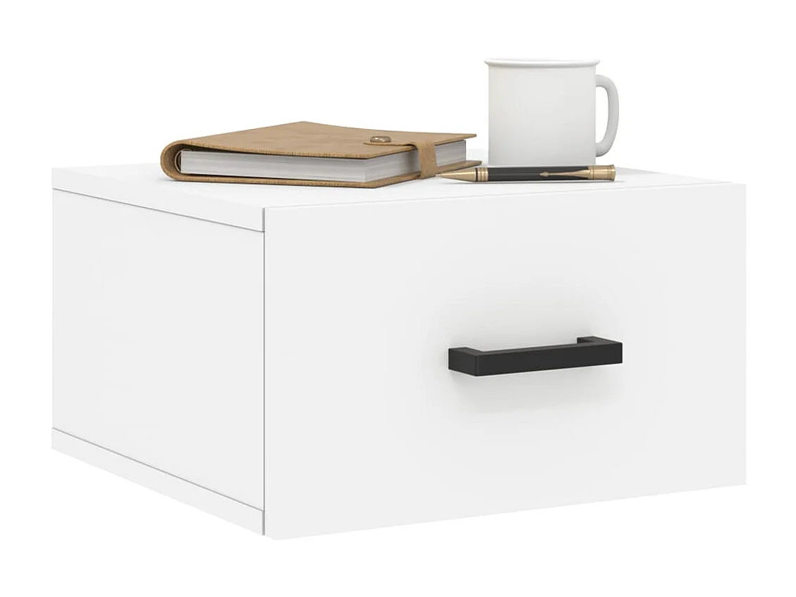 Table de chevet murale blanc 35x35x20 cm QPD75558